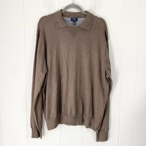 Lincs DC & Co. Collared Sweater Men’s Size XXL Beige Brown Pullover Silk Blend